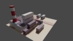 Industrial set factory with chimneys