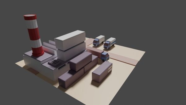 Industrial set factory with chimneys