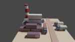 Industrial set factory with chimneys