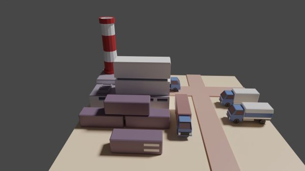 Industrial set factory with chimneys