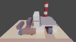 Industrial set factory with chimneys