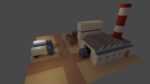 Industrial set factory with chimneys