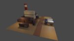 Industrial set factory with chimneys