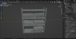 Iron shelf and military wooden box 3D Model