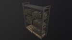 Iron shelf and military wooden box 3D Model