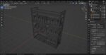 Iron shelf and military wooden box 3D Model