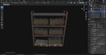 Iron shelf and military wooden box 3D Model