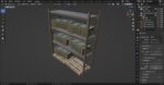 Iron shelf and military wooden box 3D Model