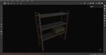Iron shelf and military wooden box 3D Model