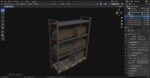 Iron shelf and military wooden box 3D Model