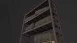 Iron shelf and military wooden box 3D Model
