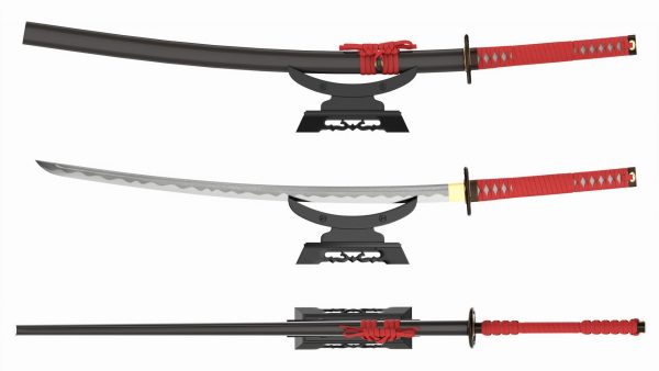 Japanese sword Katana on a small stand