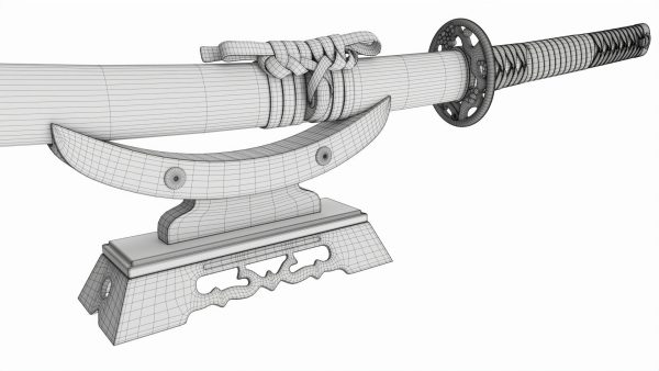 Japanese sword Katana on a small stand