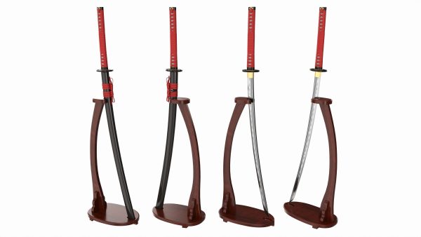 Japanese sword Katana on a vertical stand