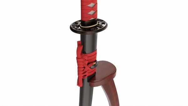 Japanese sword Katana on a vertical stand