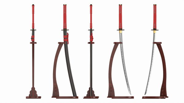 Japanese sword Katana on a vertical stand