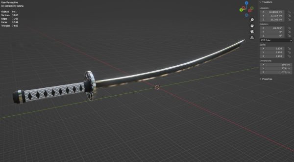 Katana weapon blade 3D model