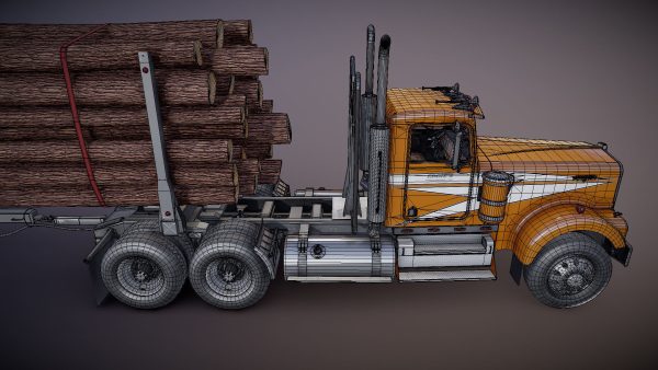 Kenworth W900A log train truck