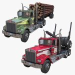 Kenworth W900A log train truck