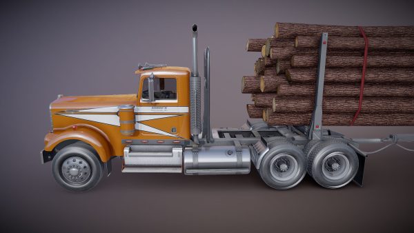Kenworth W900A log train truck