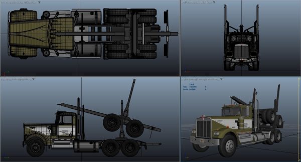 Kenworth W900A log train truck