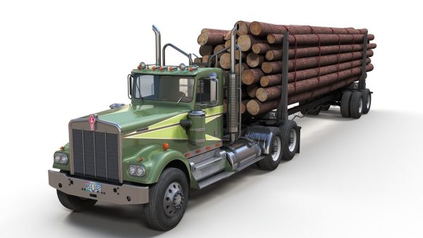 Kenworth W900A log train truck