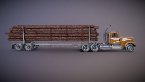 Kenworth W900A log train truck