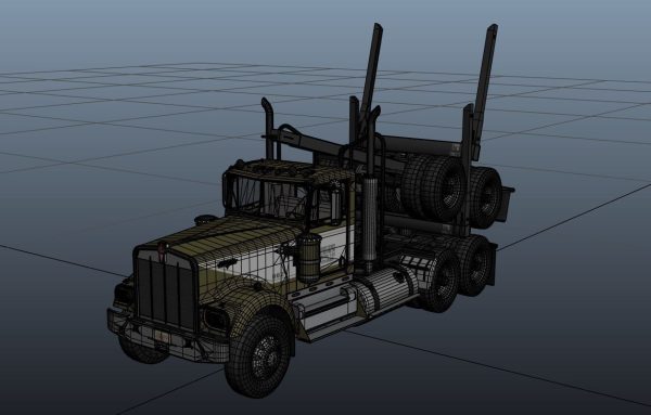 Kenworth W900A log train truck