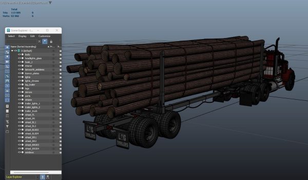 Kenworth W900A log train truck