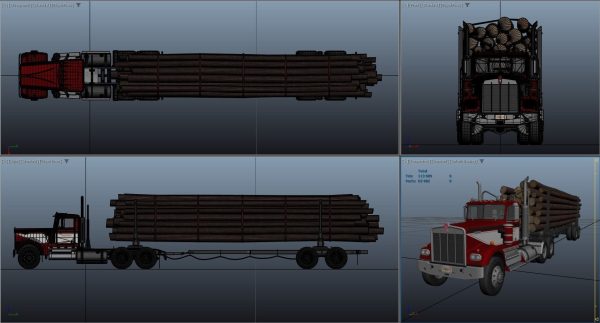 Kenworth W900A log train truck