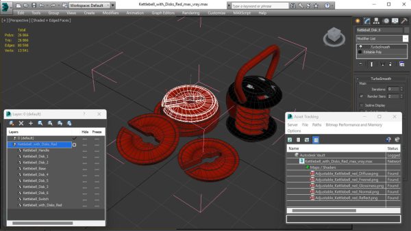 Kettlebell with Disks Red