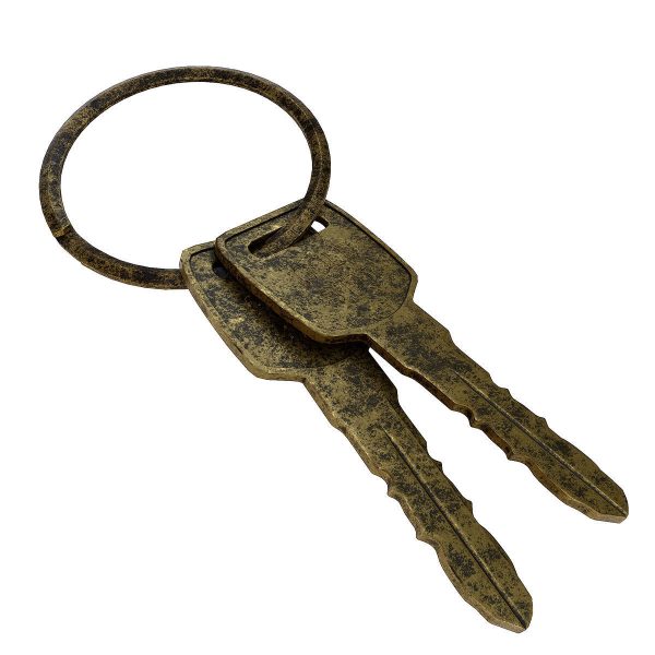 Key 3d model two gold keys