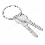 Key 3d model two gold keys