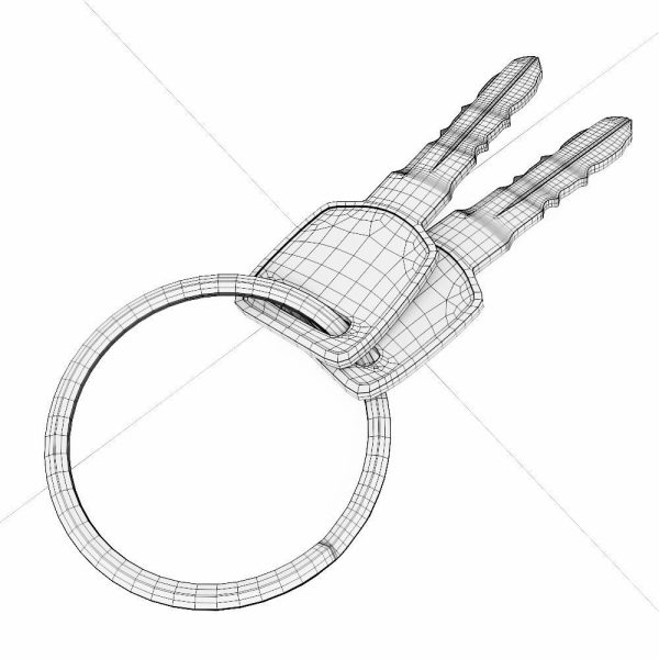 Key 3d model two gold keys