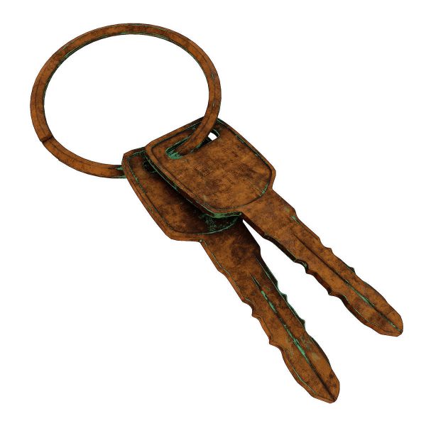 Key 3d model two gold keys