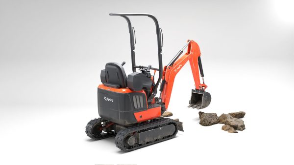 Kubota mini excavator low poly game-ready 3D model