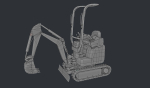 Kubota mini excavator low poly game-ready 3D model