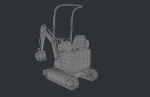 Kubota mini excavator low poly game-ready 3D model