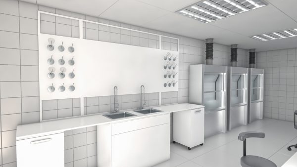 Laboratory with tables and chairs