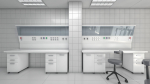Laboratory with tables and chairs