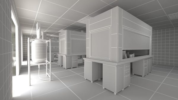 Laboratory with tables and chairs