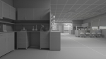 Laboratory 3D model with counter tops and chairs