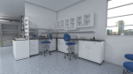 Laboratory 3D model with counter tops and chairs