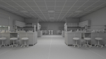 Laboratory 3D model with counter tops and chairs