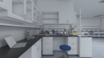 Laboratory 3D model with counter tops and chairs
