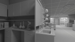 Laboratory 3D model with counter tops and chairs