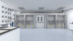 Laboratory 3D model with counter tops and chairs