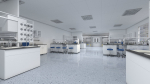 Laboratory 3D model with counter tops and chairs