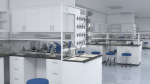 Laboratory 3D model with counter tops and chairs
