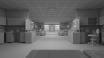 Laboratory 3D model with counter tops and chairs